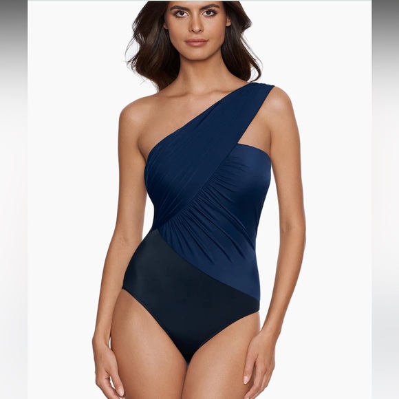 Magicsuit One-Shoulder Navy One-Piece - Picture 1 of 8